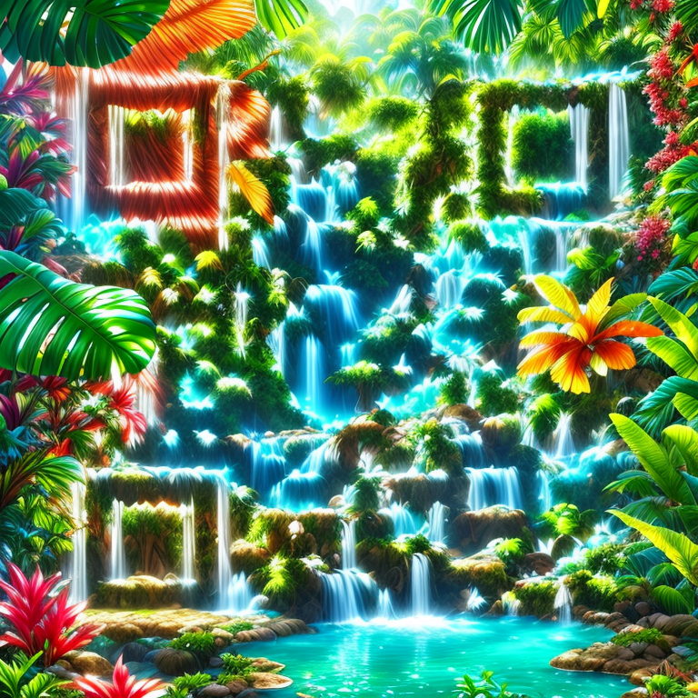 QR AI - شلالات استوائية