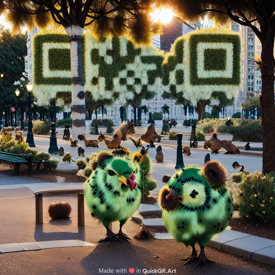 two kiwi in the City park at dusk
